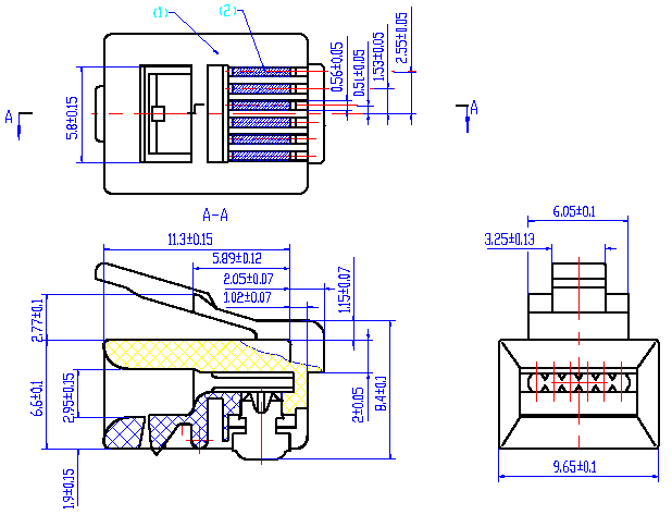 Ethernet разъем чертеж