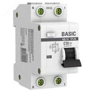 Выключатель автоматический дифференциального тока 2п (1P+N) C 10А 30мА тип AC 4.5кА АД-12 Basic DA12-10-30-bas