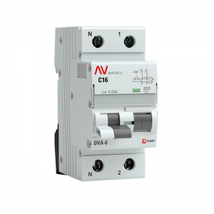 Выключатель автоматический дифференциального тока 2п (1P+N) C 16А 30мА тип AC 6кА DVA-6 Averes rcbo6-1pn-16C-30-ac-av
