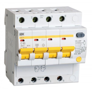 Выключатель автоматический дифференциального тока 4п C 63А 100мА тип AC 4.5кА АД-14 MAD10-4-063-C-100