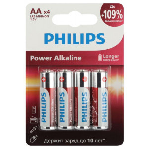 Элемент питания алкалиновый AA/LR6 1.5В Power (блист. 4шт) Philips Б0062746
