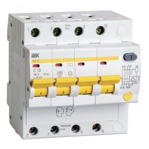Выключатель автоматический дифференциального тока 4п C 10А 30мА тип AC 4.5кА АД-14 MAD10-4-010-C-030
