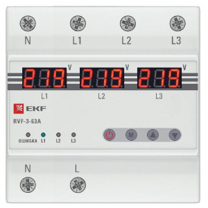 Реле выбора фаз с дисплеем RVF-3-63А PROxima RVF-3-63a