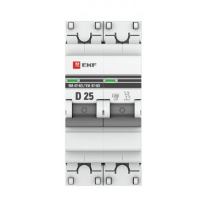 Автоматический выключатель 2P 25А (D) 4,5kA ВА 47-63 PROxima mcb4763-2-25D-pro