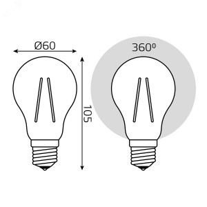 Лампа Filament А60 12W 1200lm 2700К Е27 LED 1/10/40 102902112