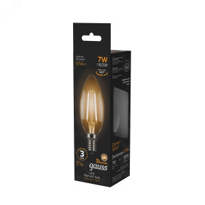 Лампа светодиодная филаментная Black Filament 7Вт свеча 2700К тепл. бел. E14 550лм 103801107