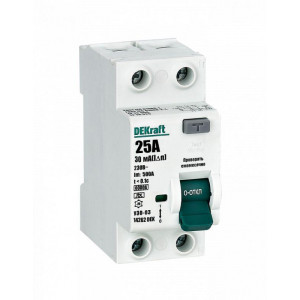 Выключатель дифференциального тока (УЗО) 2п 25А 30мА тип A 6кА УЗО-03 14262DEK