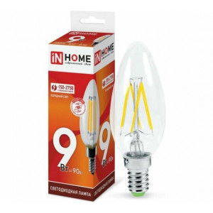Лампа светодиодная LED-СВЕЧА-deco 9Вт свеча прозрачная 6500К холод. бел. E14 1040лм 230В 4690612030197