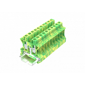 Заземляющая клемма TU6-2-PE, Заземляющая клемма, тип фиксации провода: винтовой, номинальное сечение: 6 мм кв., ширина: 8,2 мм, цвет: желто-зеленый, тип монтажа: DIN 35