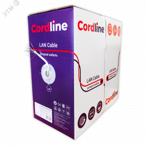 Витая пара СORDLINE U/UTP ШПД 4 пары 5e Сu        24AWG(0,48мм) вн.PVC сер.305м УТ-00000439