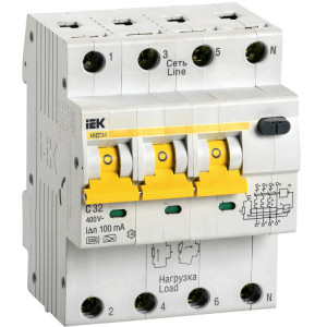 Выключатель автоматический дифференциального тока 4п (3P+N) C 32А 100мА тип A 6кА АВДТ-34 MAD22-6-032-C-100