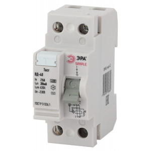 Выключатель дифференциального тока (УЗО) 2п 25А/30мА ВД-40 (электронное) SIMPLE-mod-42 Б0039262