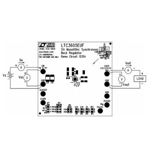 DC1215A, Средства разработки интегральных схем (ИС) управления питанием LTC3605EUF Demo Board - 14V, 5A PolyPhas