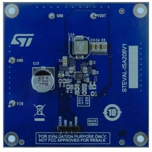 STEVAL-ISA208V1, Средства разработки интегральных схем (ИС) управления питанием 38 V, 3 A synchronous step-down switching regulator evaluation board based on the L6983CQTR