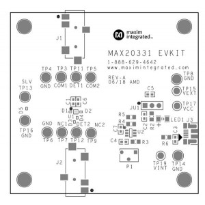 MAX20331EVKIT#, Средства разработки интегральных схем (ИС) управления питанием Evkit for High-Voltage Protection 3.5mm Audio Line OVP