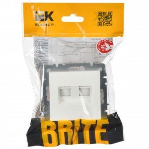 Розетка компьютерная двойная СП RJ45 кат.5E BRITE РК10-2-БрБ бел. BR-K20-1-K01