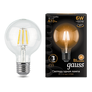 Лампа LED Filament G95 E27 6W 2700K 1/20 105802106