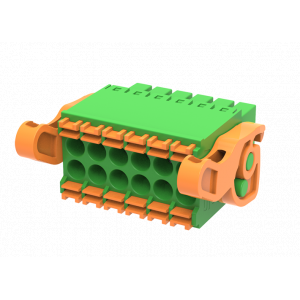 Розеточный разъем на кабель MC-DRT3.5H48P-I-0001, Розеточный разъем, прямой, 2 этажа, на кабель, шаг: 3.5 мм, 24x2 полюса, фиксация провода Push-In исполнение: с поворотной защелкой, 160V, 8A, цвет: зеленый