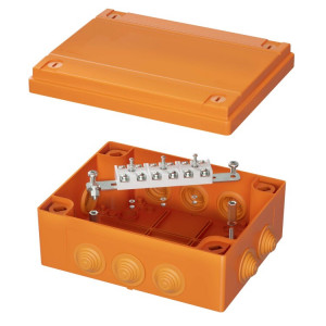 Коробка пластиковая FS с кабельными вводами и клеммниками, IP55, 240x190x90 мм, 6р, 450V, 32A, 10 мм2, нерж.контакт FSK41610