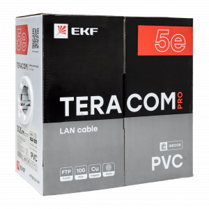 Кабель витая пара F/UTP кат.5E 4 пары 24 AWG solid PVC сер. TERACOM PRO TRP-5EFTP-04PVC-GY-IN3