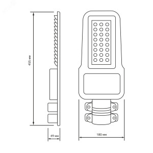 Светильник уличный Qplus 80W 9600lm 5000K 120-260V IP65 455*180*49мм черный КСС 