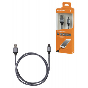 Дата-кабель, ДК 11, USB - USB Type-C, 1 м, тканевая оплетка, серый, SQ1810-0311
