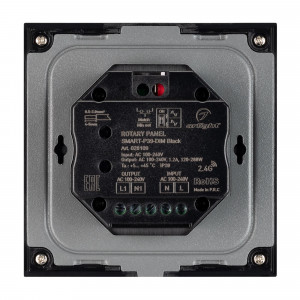 Панель SMART-P37-DIM-IN Black (230V, 1.2A, TRIAC, Rotary, 2.4G) 028109, Встраиваемая роторная стеклянная панель 2.4 ГГц, цвет чёрный. Для управления одноцветными источниками света (TRIAC). Управление яркостью с помощью роторного вращателя. Работает в режиме master/slave, 1 зона. Питание/рабочее напряжение 100-240VAC. Габариты