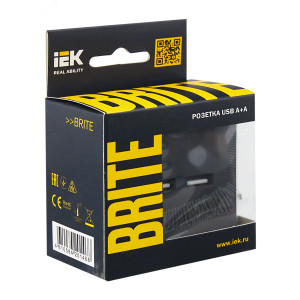 IEK BRITE BASE Графит Розетка USB A+A 3,1А РЮ10-1-БрГ