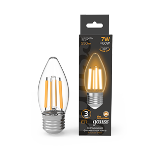Лампа светодиодная филаментная Black Filament 7Вт свеча 2700К тепл. бел. E27 550лм 103802107
