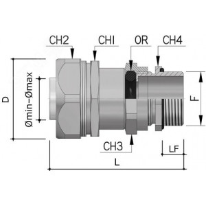 Муфта металлорукав-коробка DN 15 с уплотнением кабеля, IP68, М12х1,5, д.5 - 9мм 6014P16M120509