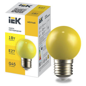 Лампа LED декор. G45 шар 1Вт 230В желтый E27 LLE-G45-1-230-Y-E27