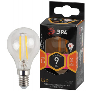 Лампочка светодиодная F-LED P45-9w-827-E14 E14 / Е14 9Вт филамент шар теплый белый свет Б0047020