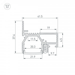 Профиль STRETCH-20-WALL-D-SIDE-2000 WHITE 042945, Алюминиевый профиль SLOTT for ARLIGHT для монтажа натяжных потолков (контурная подсветка). Самонесущая конструкция для крепления натяжного потолка с пазом для установки светодиодной ленты. Для создания световых линий в натяжных потолках. Демпферная систем