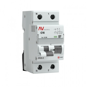Дифференциальный автомат DVA-6 1P+N 16А (C) 300мА (A) 6кА AVERES rcbo6-1pn-16C-300-a-av