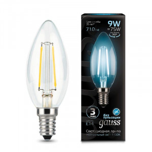 Лампа светодиодная филаментная Black Filament 9Вт свеча 4100К нейтр. бел. E14 710лм 103801209