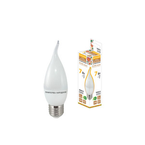 Лампа светодиодная WFС37-7 Вт-230 В -4000 К–E27 (свеча на ветру) Народная SQ0340-1547
