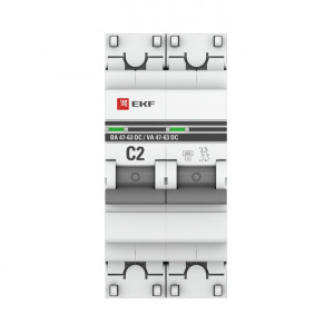Выключатель автоматический модульный 2п C 2А 6кА ВА 47-63 DC PROxima EKF mcb4763-DC-2-02C-pro