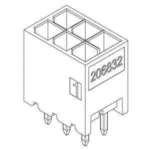 206832-0201, Проводные клеммы и зажимы Micro-Fit Plus Vert HDR ASSY 2X1 Tin Lu