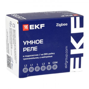 Умное реле в подрозетник 3-канальное с нейтралью Zigbee EKF Connect Select ssh-3g-zb