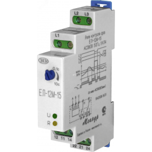 Реле контроля фаз ЕЛ-12М-15 400В 50Гц 1модуль DIN-рейка 4640016934430
