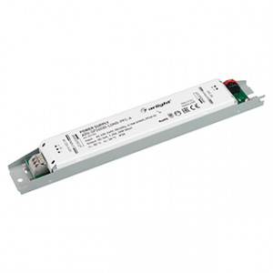 Блок питания ARV-SP24030-LONG-PFC-A (24V, 1.25A, 30W) 031104, Источник напряжения с гальванической развязкой для светодиодных изделий. Входное напряжение 220-240 VAC. Выходные параметры: 24 В, 1.25 А, 30 Вт. Встроенный PFC >0.92. Тонкий металлический корпус IP20. Габаритные размеры длина 230 мм, ширина 30 мм, высота