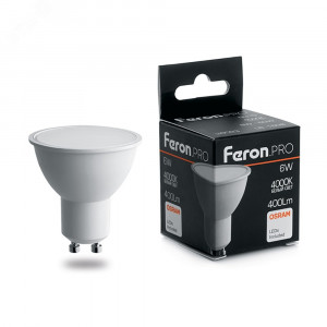 Лампа светодиодная LED 6вт 230в GU10 белый Feron.PRO 38087