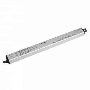 Блок питания ARPV-LG24160-LINEAR-PFC-DALI2-PD (24V, 6.7A, 160W) 033429, Диммируемый блок питания 24V с гальванической развязкой, ток 6.7А, 160Вт, с управлением DALI, c функцией PUSH-DIM, с корректором мощности, PF>0,95. Тонкий металлический корпус IP67. Вход: 220-240VAC. Выход: 24VDC, ШИМ 1кГц. Размер 350х30х21 mm.. Совместим