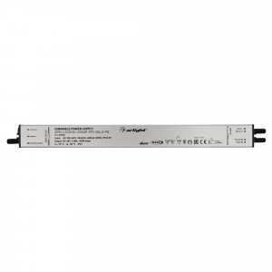 Блок питания ARPV-LG48100-LINEAR-PFC-DALI2-PD (48V, 2.08A, 100W) 034882, Диммируемый блок питания 48V с гальванической развязкой, ток 2.08А, 100Вт, с управлением DALI, c функцией PUSH-DIM, с корректором мощности, PF>0,95. Тонкий металлический корпус IP67. Вход: 220-240VAC. Выход: 48VDC, ШИМ 1кГц. Размер 320х30х21 mm.. Соответс