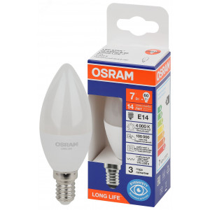 Лампа светодиодная LED 7Вт Е14 4000К 600Лм свеча 220В (замена 60Вт) OSRAM 4099854186271