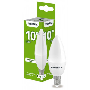Лампа светодиодная C35 10Вт свеча 4000К E14 230В LL-C35-10-230-40-E14-G