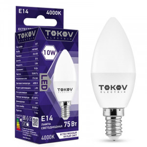 Лампа светодиодная 10Вт С37 4000К Е14 176-264В TKE-C37-E14-10-4K