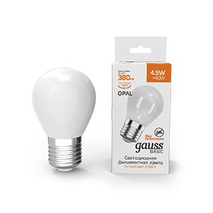 Лампа Basic Filament Шар 4,5W 380lm 2700К Е27 milky LED 1/10/50 1055215