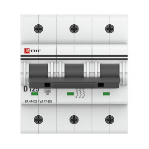 Выключатель автоматический модульный 3п D 125А 15кА ВА 47-125 PROxima EKF mcb47125-3-125D