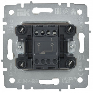 Выключатель 1-кл. СП BRITE ВС10-1-4-БрБ 10А самовозвратн. бел. BR-V14-0-10-K01